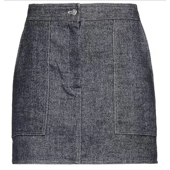 LVIR LA Project Mélange Denim Mini Skirt Blue Sz M Zip Fly Mid Wash Pockets NWT - Picture 7 of 15